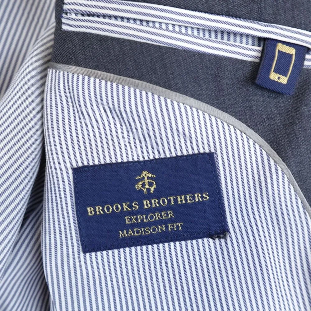Brooks Brothers Explorer Blazer Men 43R Gray Explorer Madison Fit Wool Blend